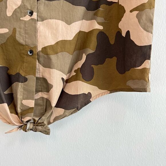 Madewell Cottontail Camo Short Sleeve Button Tie Front Shirt Womens XXS NWT - Picture 4 of 9